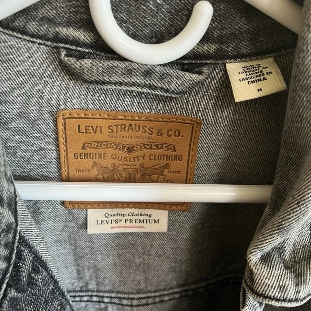 Levi’s Premium Stay Loose Trucker Jacket M Gray Hemp Blend Sample Garment - Picture 3 of 10